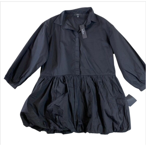 NWT Lulus Mini Dress Sz L Black‎ Sophisticated Delight Minimalist Bubble-Hem - Picture 2 of 10